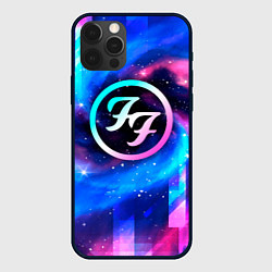 Чехол для iPhone 12 Pro Foo Fighters неоновый космос, цвет: 3D-черный
