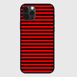 Чехол iPhone 12 Pro Черно-красные полосы