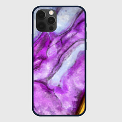 Чехол iPhone 12 Pro Рисунок текстуры белого и фиолетового мрамора