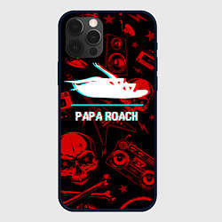 Чехол для iPhone 12 Pro Papa Roach rock glitch, цвет: 3D-черный
