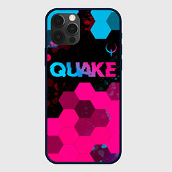 Чехол для iPhone 12 Pro Quake - neon gradient: символ сверху, цвет: 3D-черный