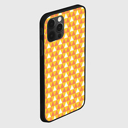 Чехол для iPhone 12 Pro Узор с оранжевыми, желтыми и белыми треугольниками, цвет: 3D-черный — фото 2