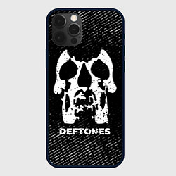 Чехол iPhone 12 Pro Deftones с потертостями на темном фоне