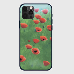 Чехол iPhone 12 Pro Красные маки в поле