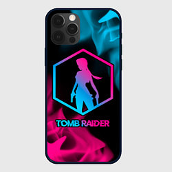 Чехол iPhone 12 Pro Tomb Raider - neon gradient