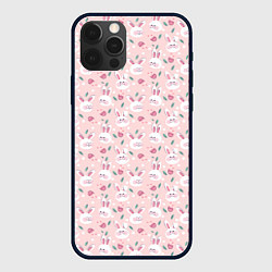 Чехол iPhone 12 Pro Милые кролики паттерн