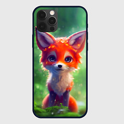 Чехол для iPhone 12 Pro Рыжий лисенок под лесным дождем, цвет: 3D-черный