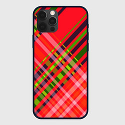 Чехол iPhone 12 Pro Геометрический узор красно-зеленый ассиметричный