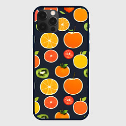 Чехол для iPhone 12 Pro Фрукты и ягоды, цвет: 3D-черный
