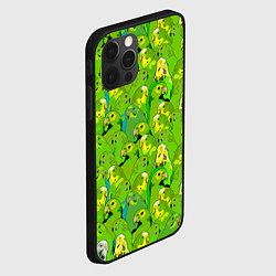 Чехол для iPhone 12 Pro Зеленые волнистые попугайчики, цвет: 3D-черный — фото 2