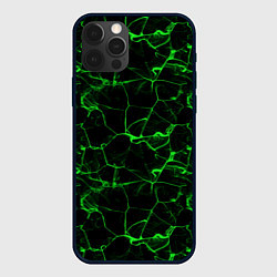Чехол iPhone 12 Pro Разломы зеленого пламени
