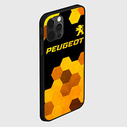 Чехол для iPhone 12 Pro Peugeot - gold gradient: символ сверху, цвет: 3D-черный — фото 2