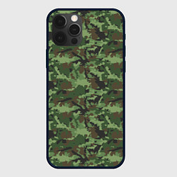 Чехол для iPhone 12 Pro Камуфляж зелёный, цвет: 3D-черный