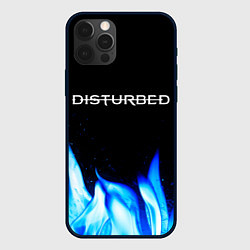 Чехол для iPhone 12 Pro Disturbed blue fire, цвет: 3D-черный