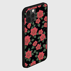 Чехол для iPhone 12 Pro Алые розы на черном, цвет: 3D-черный — фото 2