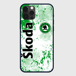 Чехол для iPhone 12 Pro Skoda auto logo, цвет: 3D-черный