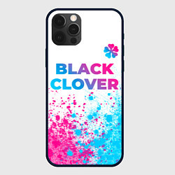 Чехол iPhone 12 Pro Black Clover neon gradient style: символ сверху