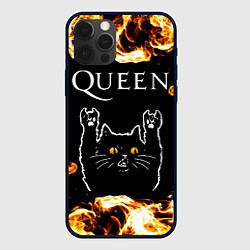 Чехол iPhone 12 Pro Queen рок кот и огонь