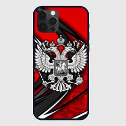 Чехол для iPhone 12 Pro Герб РФ - красная органика, цвет: 3D-черный