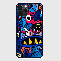 Чехол для iPhone 12 Pro Монстры в синем и розовом - нейросеть, цвет: 3D-черный