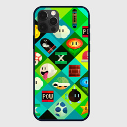 Чехол для iPhone 12 Pro Марио паттерн, цвет: 3D-черный