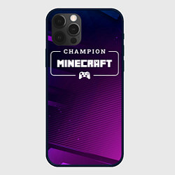 Чехол iPhone 12 Pro Minecraft gaming champion: рамка с лого и джойстик