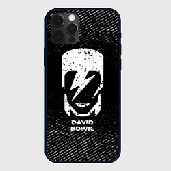Чехол iPhone 12 Pro David Bowie с потертостями на темном фоне