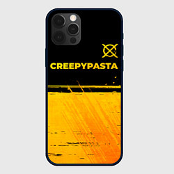 Чехол для iPhone 12 Pro CreepyPasta - gold gradient: символ сверху, цвет: 3D-черный