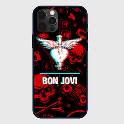 Чехол iPhone 12 Pro Bon Jovi rock glitch