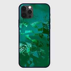 Чехол iPhone 12 Pro Зелёные обрывки фигур