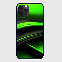 Чехол iPhone 12 Pro Black green textureпоп