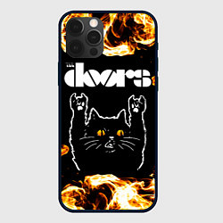 Чехол iPhone 12 Pro The Doors рок кот и огонь