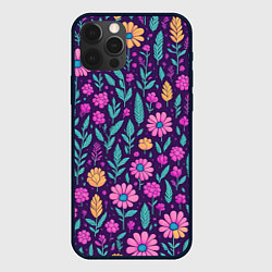 Чехол iPhone 12 Pro Цветочный паттерн розовые ромашки