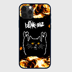 Чехол iPhone 12 Pro Blink 182 рок кот и огонь