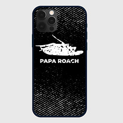 Чехол iPhone 12 Pro Papa Roach с потертостями на темном фоне