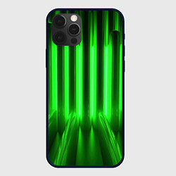 Чехол iPhone 12 Pro Зеленые неоновый световой фон