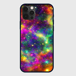 Чехол для iPhone 12 Pro Яркий неоновый космос, цвет: 3D-черный