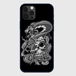 Чехол для iPhone 12 Pro Cobra and skull, цвет: 3D-черный