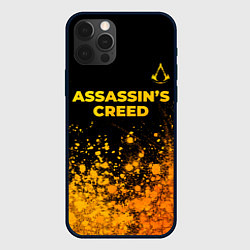 Чехол для iPhone 12 Pro Assassins Creed - gold gradient: символ сверху, цвет: 3D-черный