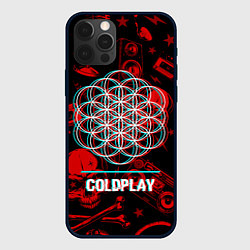 Чехол для iPhone 12 Pro Coldplay rock glitch, цвет: 3D-черный