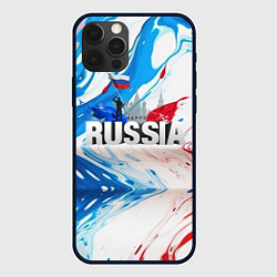 Чехол для iPhone 12 Pro Russia abstract, цвет: 3D-черный