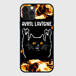 Чехол iPhone 12 Pro Avril Lavigne рок кот и огонь