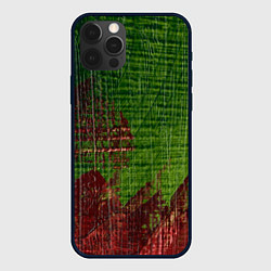 Чехол iPhone 12 Pro Зелёная и бордовая текстура