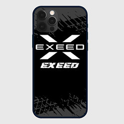 Чехол iPhone 12 Pro Exeed speed на темном фоне со следами шин