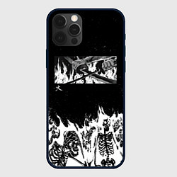 Чехол для iPhone 12 Pro Блич - Скелеты в огне, цвет: 3D-черный
