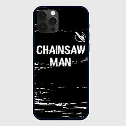Чехол iPhone 12 Pro Chainsaw Man glitch на темном фоне: символ сверху