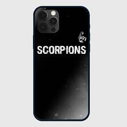 Чехол для iPhone 12 Pro Scorpions glitch на темном фоне: символ сверху, цвет: 3D-черный
