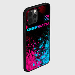 Чехол для iPhone 12 Pro CreepyPasta - neon gradient: символ сверху, цвет: 3D-черный — фото 2