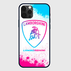 Чехол для iPhone 12 Pro Lamborghini neon gradient style, цвет: 3D-черный