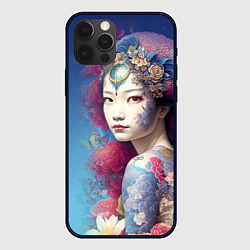 Чехол iPhone 12 Pro Japanese girl - irezumi - tattoo - art